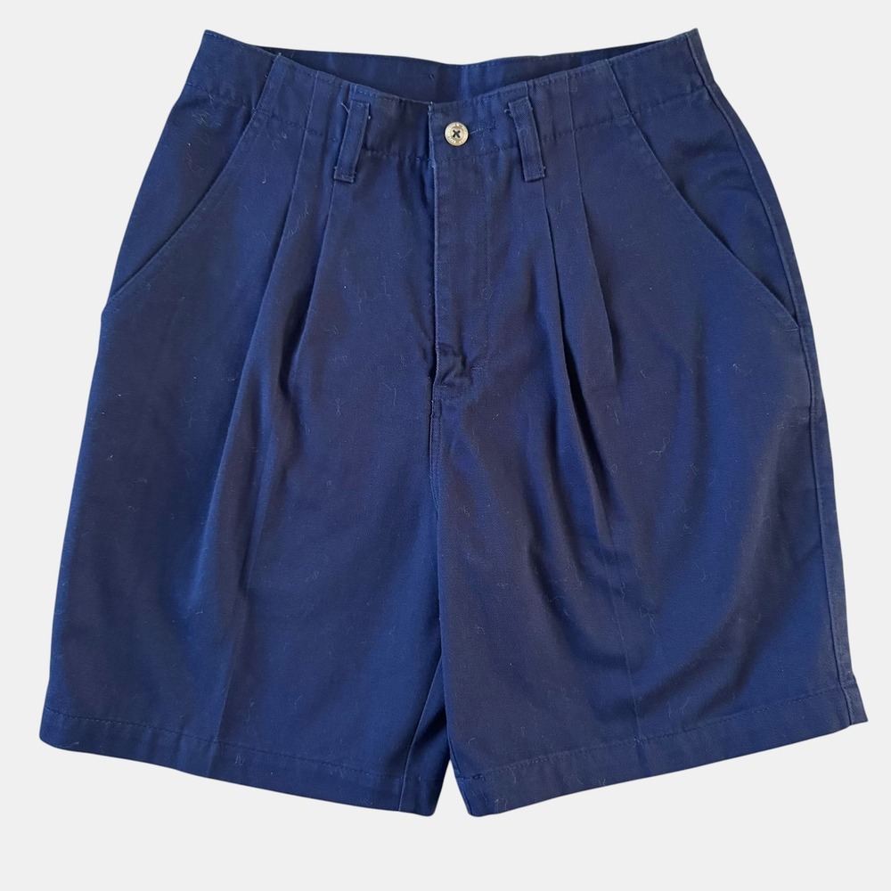 Northern Reflections Navy Blue Pleated High Rise mom Shorts Sz 27 Preppy Vintage